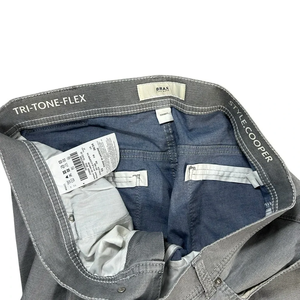 Brax Jeans Men's FITS 36x32 Gray 5‎ Pocket Cooper Tri Tone Flex Gray